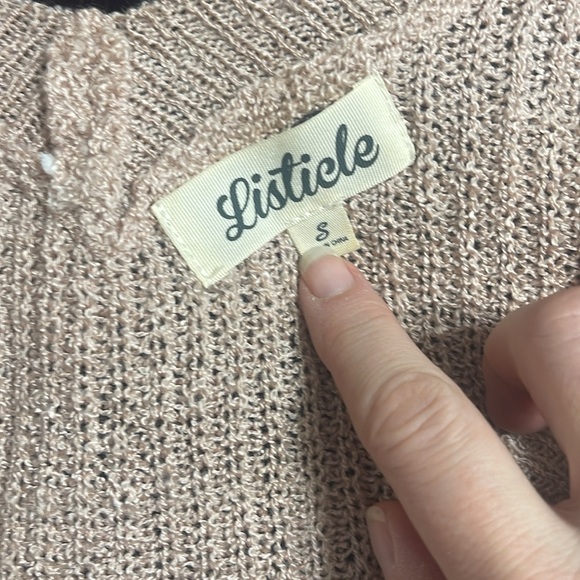 Listicle sz small sweater V front and back, front cinch dusty rose color - Picture 2 of 7
